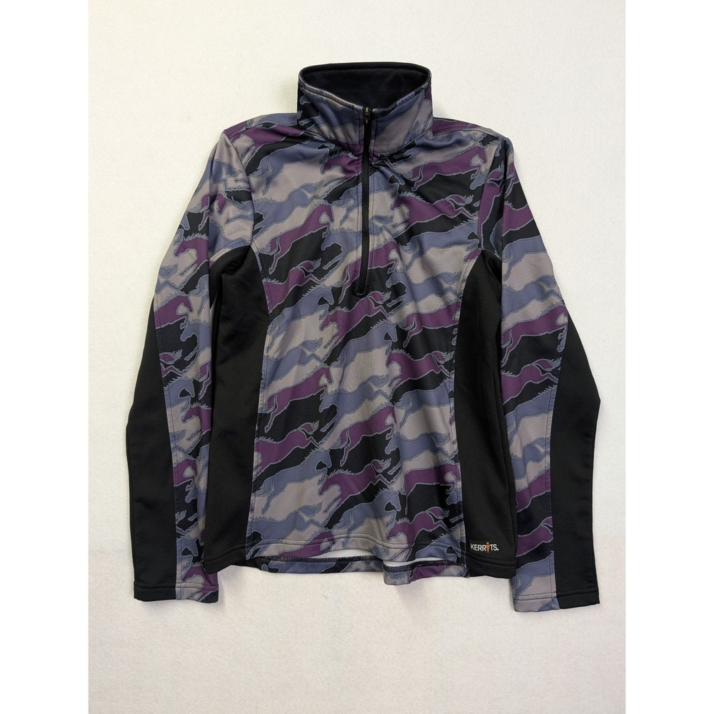Kerrits Youth Girls 1/4 Zip Fleece Top XL Horse Purple Black Equestrian Riding